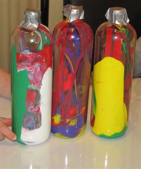 Plastic Water Bottles And Acrylic Paint Slightly Watered Down Add And