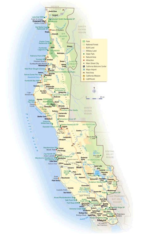 Map Of The Coast Of California Map Of The World