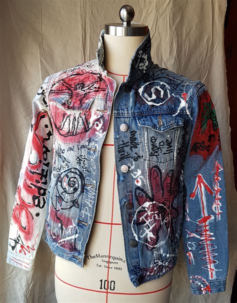 For Sale Graffiti Art On Denim Jacket One Off Design Never Repeated