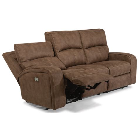 Flexsteel Sonny Contemporary Power Reclining Sofa With Power Headrests