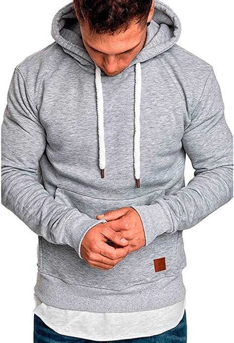 Mens Fashion Athletic Casual Hoodies Long Sleeves Loose Fit Solid