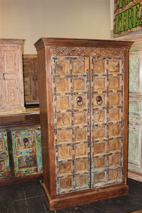 1920s Indian Teak Hand Carved Armoire Antique Armoire Rustic