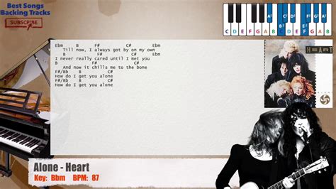 Alone Heart Piano Backing Track With Chords And Lyrics Youtube