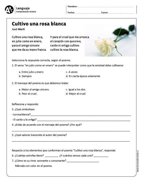 Cultivo Una Rosa Blanca” Data Recalc Dims Spanish Reading Spanish