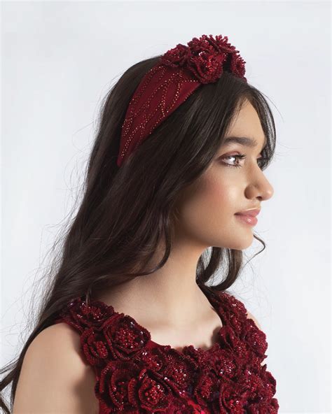 Fleur Red Headband Luxury Couture By Maison Ava