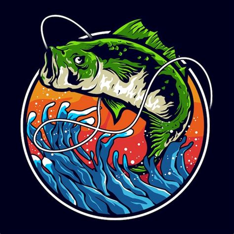 Premium Vector Bass Fishing Illustration Logo Design