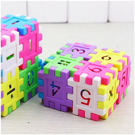 16 Pcspack Kids Plastic Digital Square Building Blocks Educational