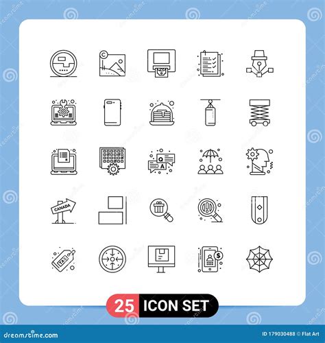 Set Of 25 Modern Ui Icons Symbols Signs For Art Pen Copyrighted List