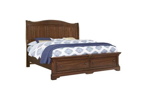 Heritage King Sleigh Bed With Storage Footboard Amish Cherry B T By Vaughan