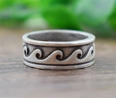 Antique Silver Lated Wave Ring Ocean Jewelry Wave Ring Antique Silver