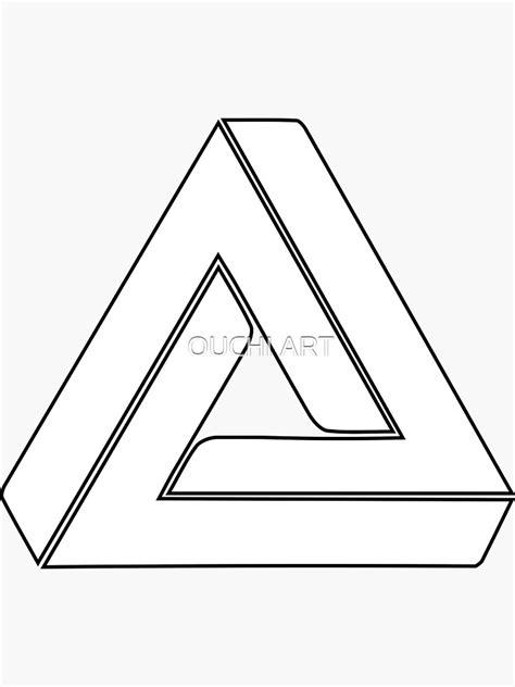 White Impossible Triangle Penrose Triangle Sticker For Sale By Ouchi