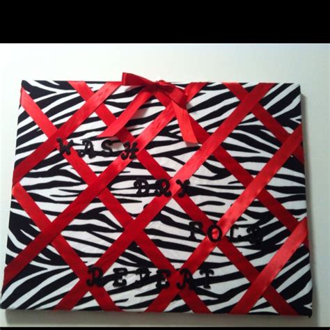 Fabric Covered Canvas With Ribbon And Painted Wooden