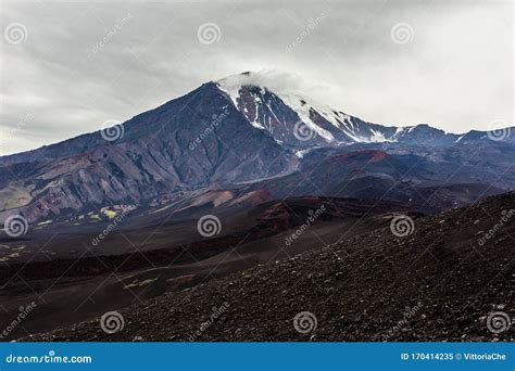 View Of The Volcano Ostry Tolbachik In Overcast Weather Kamchatka