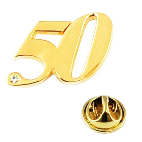 Number 50 50th Birthday Golden Wedding Lapel Pin Badge With Crystal