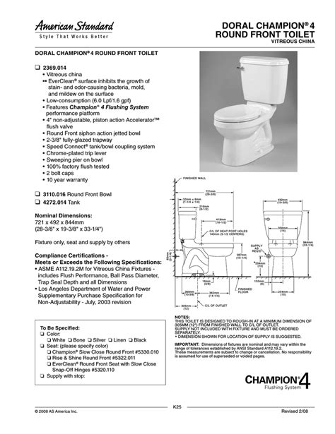 American Standard Doral Champion 4 Round Front Toilet 2369014 Users