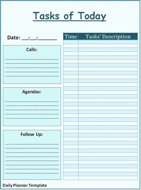 Daily Work Planner Template Awesome 46 Of The Best Printable Daily