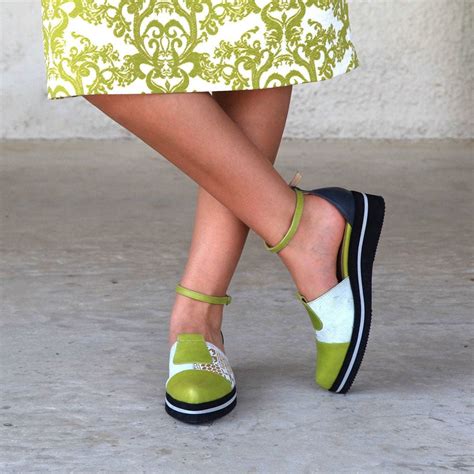Green Leather Mary Janes Shoes For Womens Shoes Designer Etsy