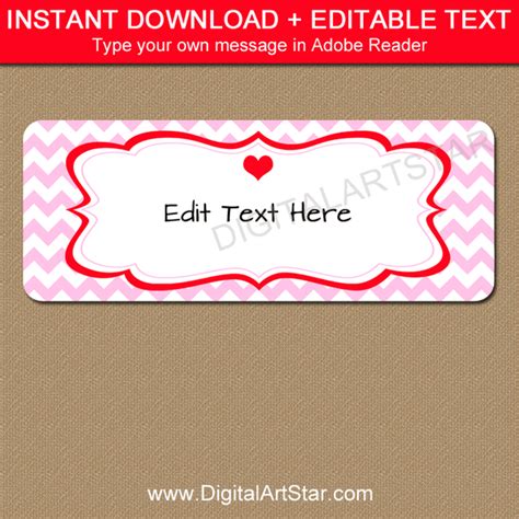 Printable Valentines Day Address Labels Digital Art Star