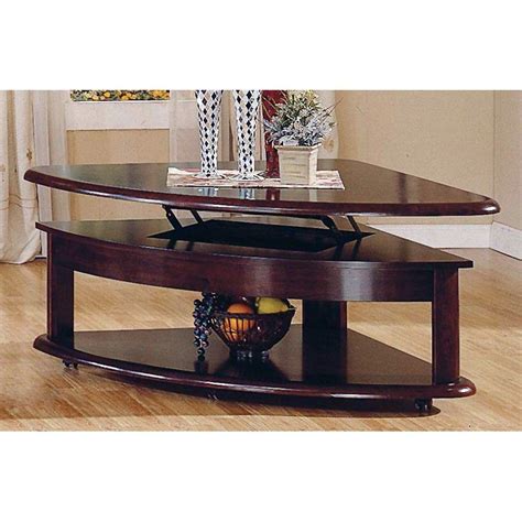 You can lift the top up and forward. Steve Silver Lidya Corner Wedge Lift Top Coffee Table with ...