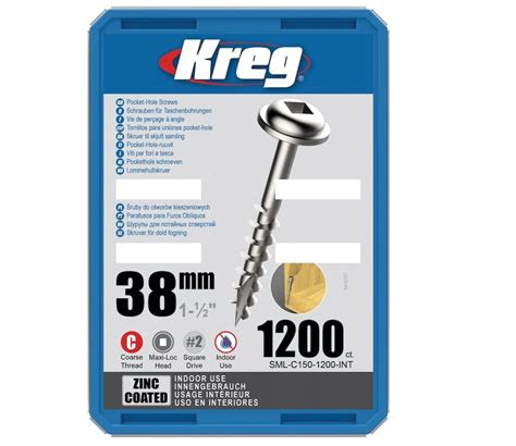 Kreg Pocket Hole Screws 38 Mm Zinc Coated Maxi Loc Coarse Thread