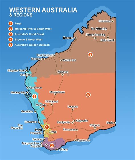 Wa And Regions Map Western Australia Australian Road Trip Map