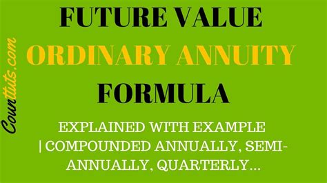 Future Value Of An Ordinary Annuity With Compounding Youtube