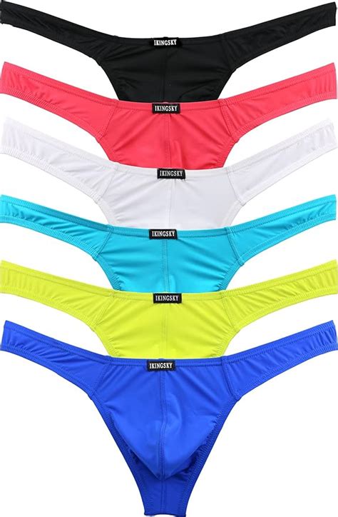 Ikingsky Men S Comfortable G String Sexy Low Rise Thong Underwear Pack Of 6 Amazon Ca Clothing