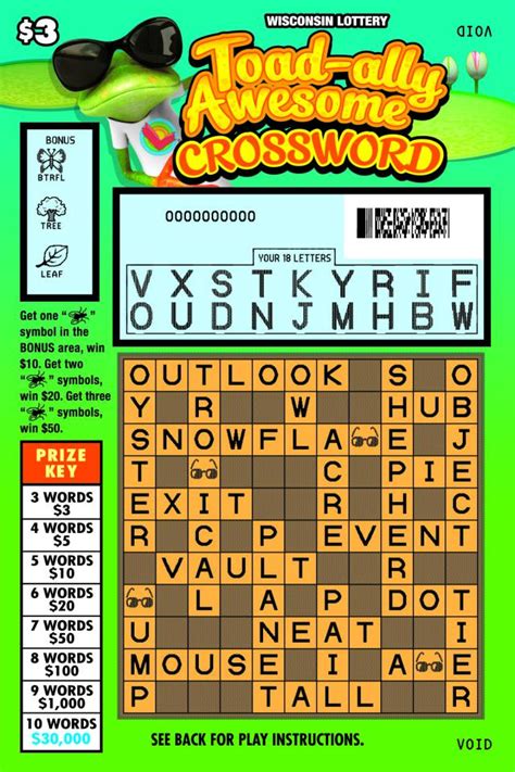TOAD-ALLY AWESOME CROSSWORD (2163) | Wisconsin Lottery