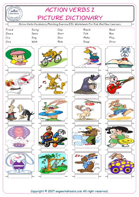 Action Verbs English Esl Vocabulary Worksheets 2 Engworksheets