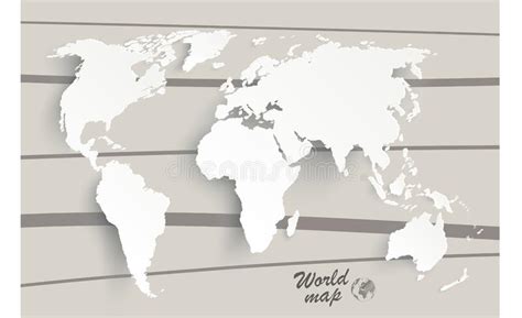 World Map Paper Political Map Of The World On A Gray Background Stock