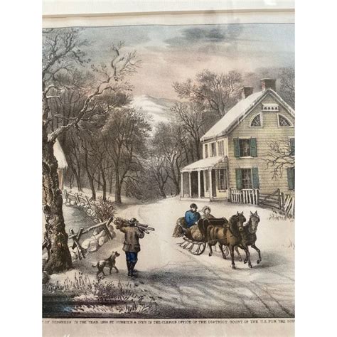 Currier And Ives American Homestead Winter Handcoloured Lithograph