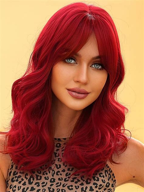 Long Curly Synthetic Wig With Bangs In 2023 Red Hair Inspiration Hair Girls With Red Hair
