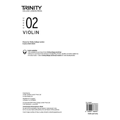 Trinity Violin Grade 2 Exam Pieces 2020 2023 Part Mickleburgh Musical