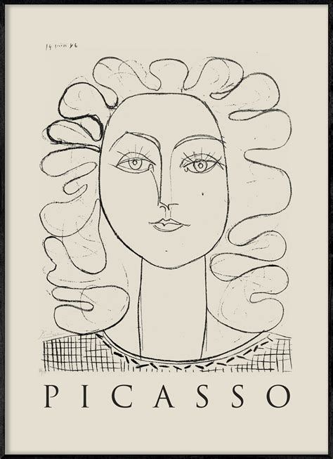 Pablo Picasso Face Line Drawing Print Woman Portrait Etsy