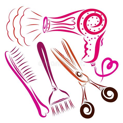 Scissors And Comb Stylist Hair Dryer Symbol Stock Vector Illustration