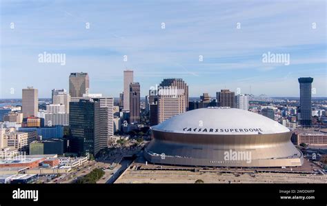 Aerial View Of Downtown New Orleans Louisiana And The Superdome On A