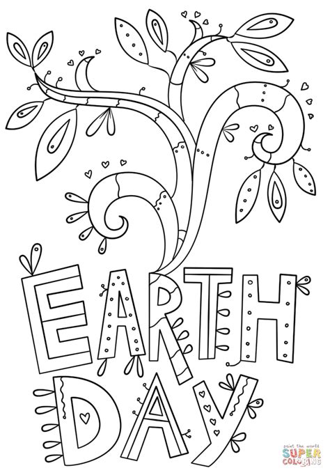 Earth Day Doodle Coloring Page Free Printable Coloring Pages
