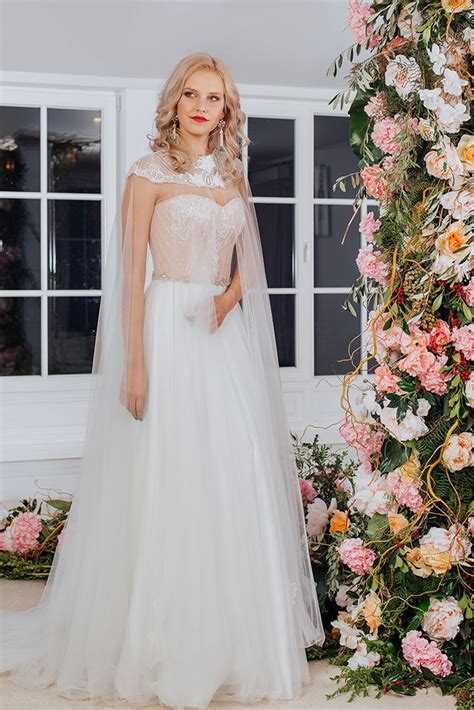 Top 25 wedding dress designers: Strapless A-line Wedding Dress with Cape from the Designer ...