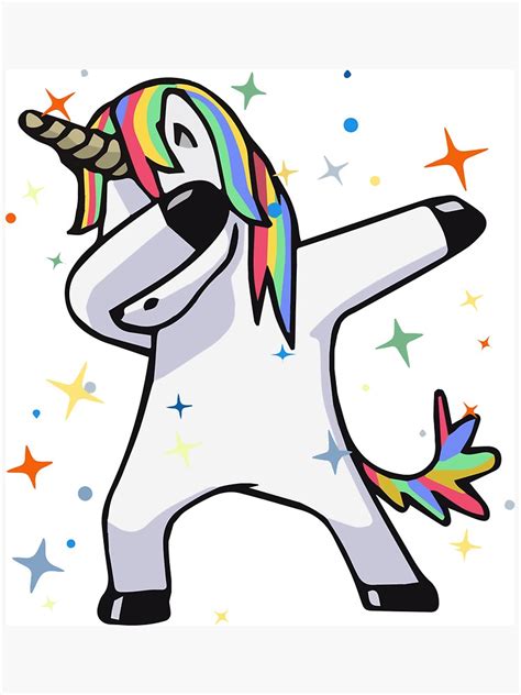Pegatina Dabbing Unicorn Dance Rainbows Magic Stars Fluffy Fun