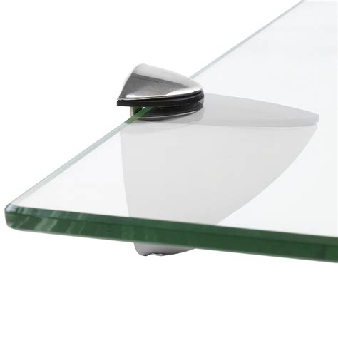 Hartleys Clear Glass Floating Wall Mounted Shelf Chrome Fixings Bathroom Display Ebay