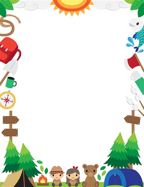 Printable Cartoon Camping Page Border