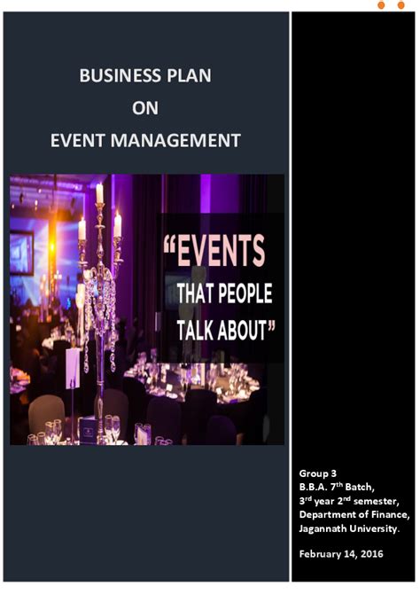 Business Plan For Events Management Encycloall