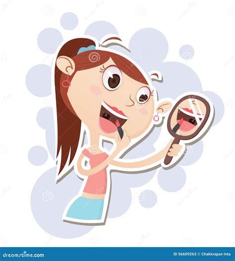 Cartoon Girl Applying Makeup Stock Vector Illustration Of Apply