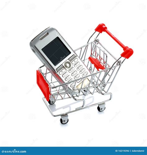 Cell Phone In Shopping Cart Isolated Stock Photo Image Of Silver