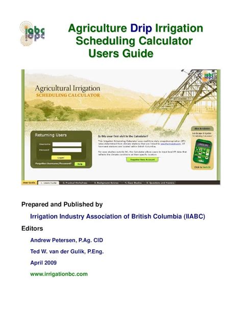 Pdf Agriculture Drip Irrigation Scheduling Calculator Users Guide Dokumentips