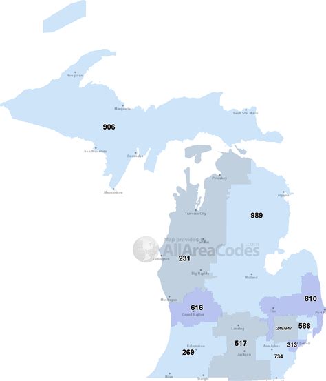 Michigan Area Codes Map List And Phone Lookup