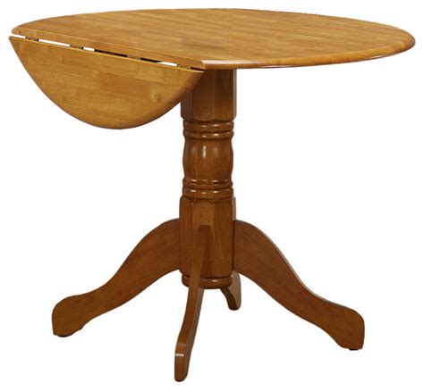 Makes it possible to adjust the table size according to need. Chestnut Oak Round Drop-leaf Table - Contemporary - Dining ...