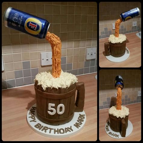 Anti Gravity Floating Beer And Tankard Cake For A Friends 50th