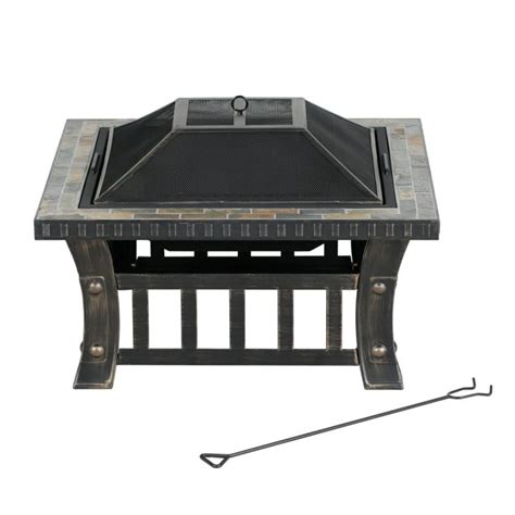 Big Horn 30 In Square Tile Tabletop Wood Burning Fire Pit By Big Horn