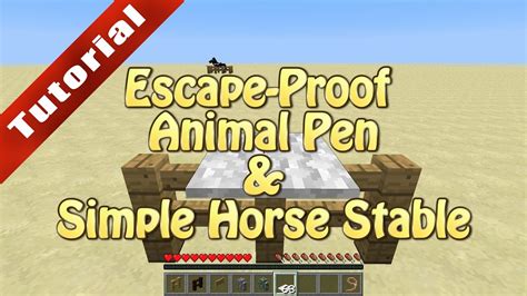 The pen design that i'll be showing you is specifically for a rabbit, pig, sea. Minecraft Tutorial: Escape-Proof Animal Pen & Simple Horse ...